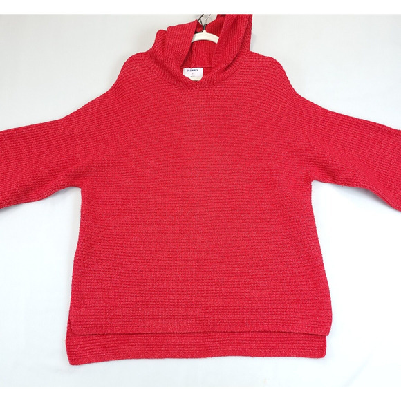 Old Navy Chunky Hooded Tunic Sweater Pull Over Women XL Red Long Sleeve - Picture 6 of 13
